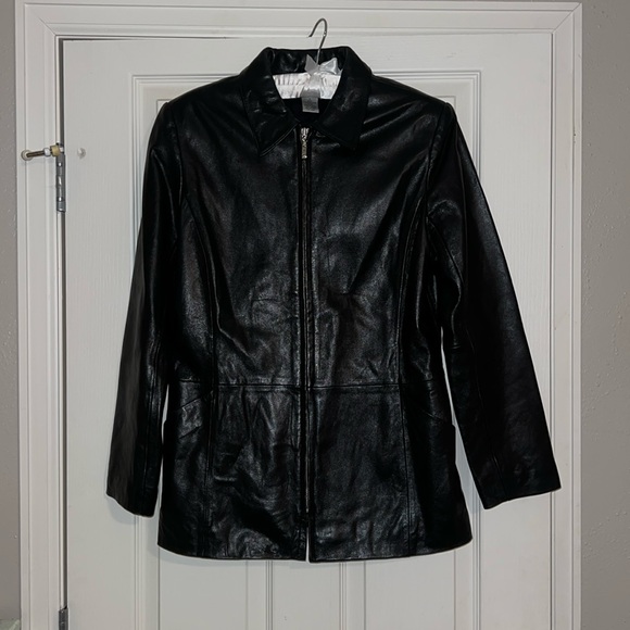 100% Lamb Leather Zip Up Jacket from Alfani